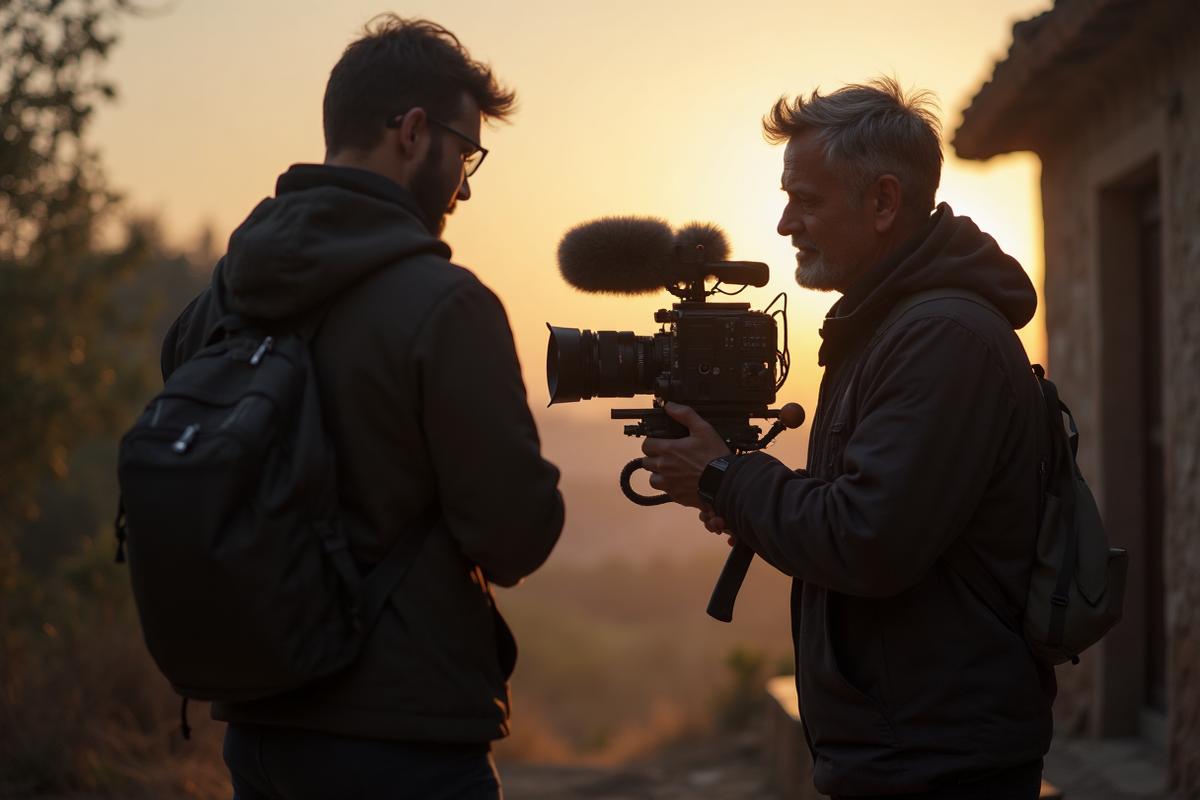 Documentary filmmaking - camera crew filming on location